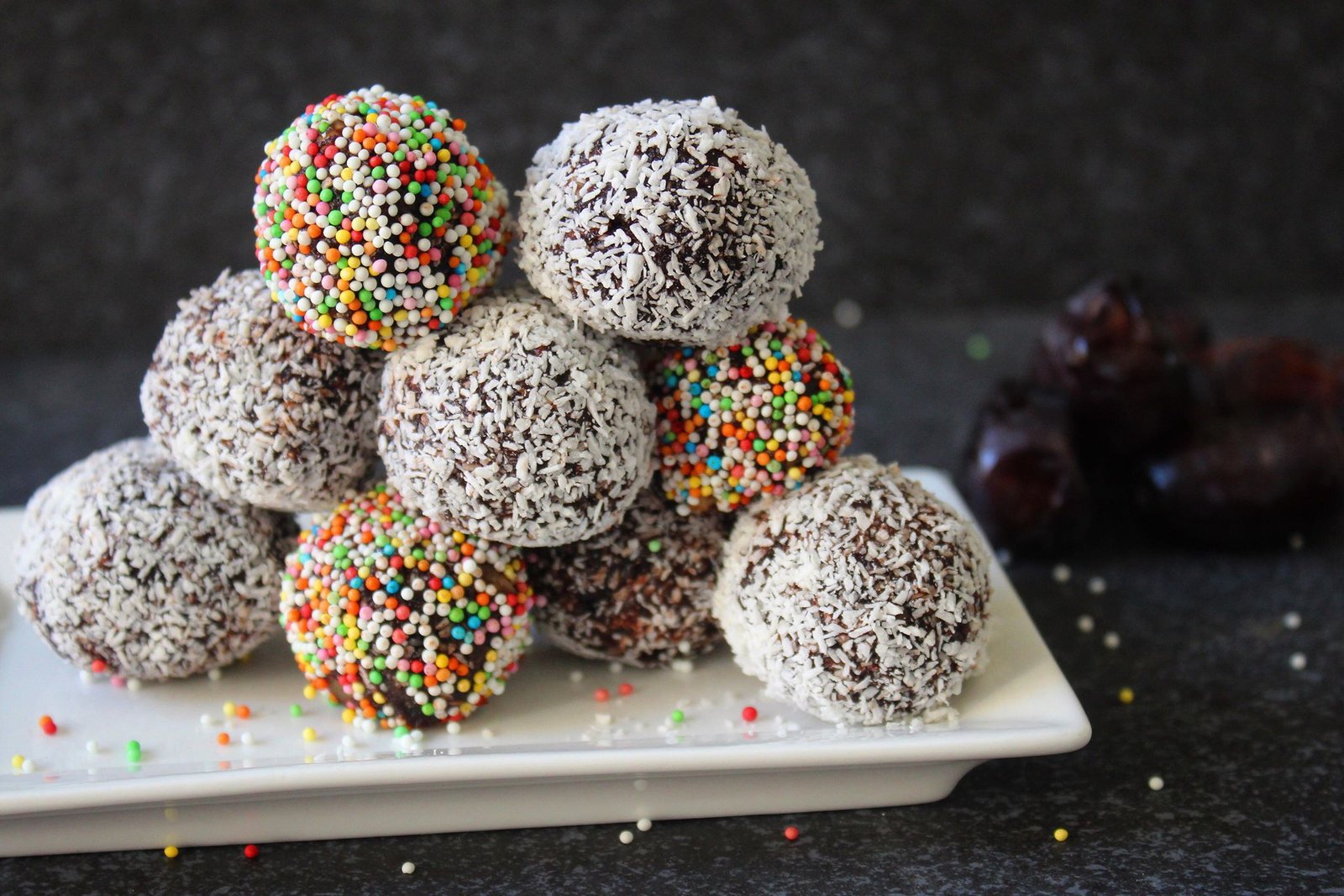 festive date chocolate balls