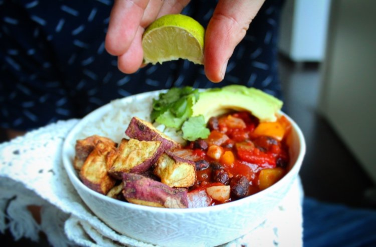 chili met zoete aardappel